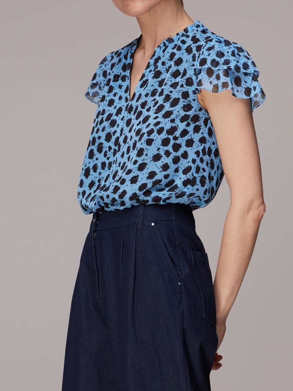 NEW Whistles Brushed Dalmatian Blouse Size 8 US NWT